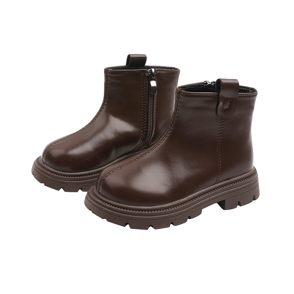 Girls' fashion boots: new autumn/winter  korean style children's british-inspired martin boots, double-layer cotton brown slim-fit leather boots