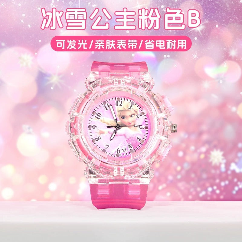 Elsa princess kids watch - girls' luminous electronic watch, cartoon toy, preschool 3-6 years old, waterproof night light