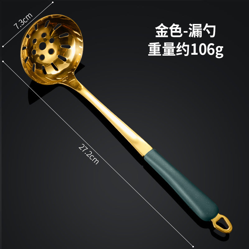 Customized stainless steel hot pot spoon creative tool kitchen silicone thickened handle soup spoon porridge spoon colander filter