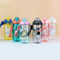 Factory custom cartoon cute kids water bottle student straw water jug big belly gift cup portable plastic water cup
