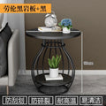 Rock slab small coffee table for home small apartment side table living room balcony round tea table double-layer storage beauty salon small table