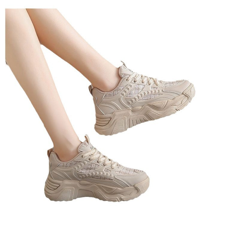 Sports women's shoes 2025 new autumn fashion Korean version single shoes casual platform shoes children running lace-up dad shoes