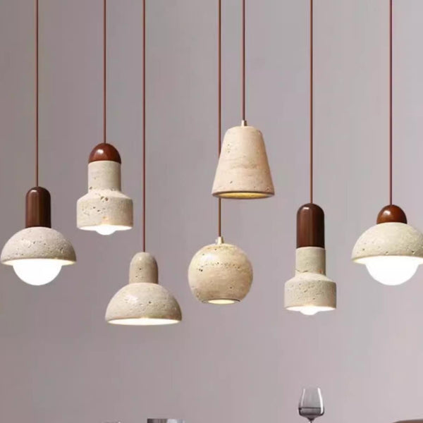 Nordic yellow travertine terrazzo chandelier restaurant milk tea shop cafe bar counter cement LOFT apartment industrial style
