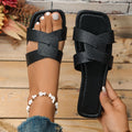 European and american cross-border e-commerce women's  summer square-toe flat sandals, ladies' slides, plus size beach shoes wholesale