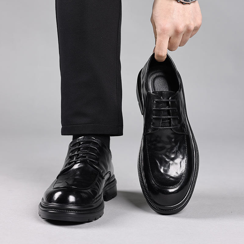 Genuine leather hand-crafted texture dress shoes for men - formal, casual, business, commute, office, soft sole, wedding, groom shoes