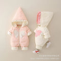 Newborn baby winter clothes: thickened romper for baby girls, perfect for outdoor wear, full month celebration, warm cotton-padded jumpsuit, newborn winter outfit