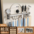 Suction cup kitchen hook punch-free hanging rod kitchen storage rack hanging spatula spoon storage row hook wall-mounted shelf
