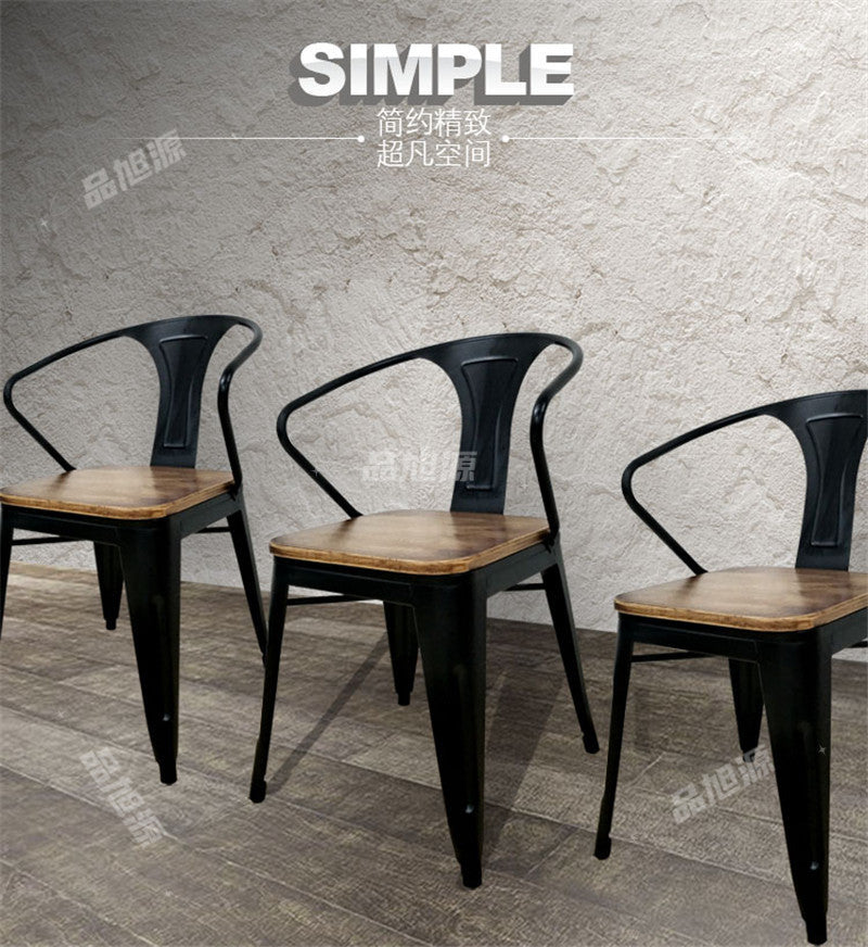 American industrial style wrought iron dining chair outdoor leisure, coffee shop chair milk tea shop backrest