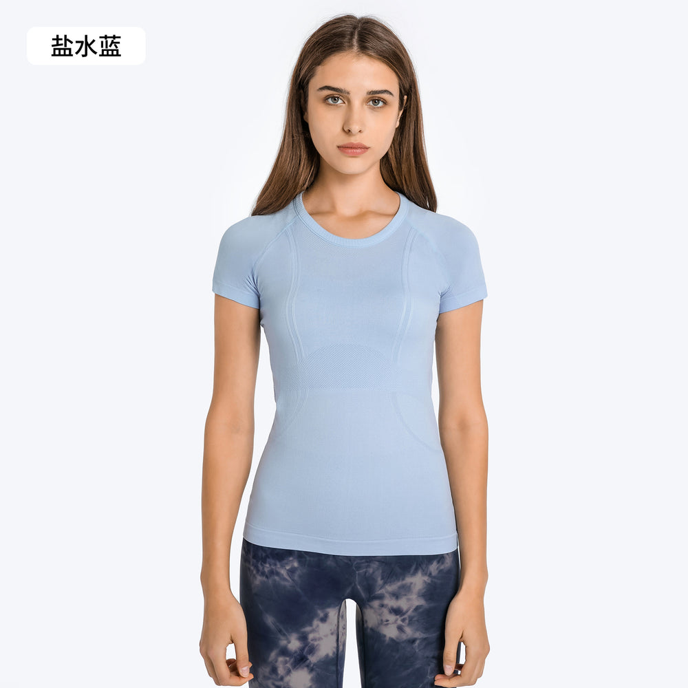 Spring/summer new women's short-sleeve crew neck sports t-shirt - running, fitness, slim-fit, breathable yoga top - s2067