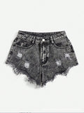 new arrivals: plus-size distressed denim shorts for women - high-waisted, slim-fit, perfect for , , and european & american markets
