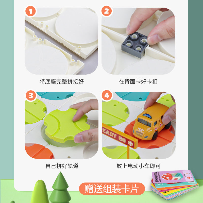 diy track car maze challenge game - children's thinking training track building sound & light electric vehicle toy