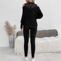 Amazon cross-border fashion set: european and american style, casual off-shoulder long sleeve top and pants two-piece set with cutout detail