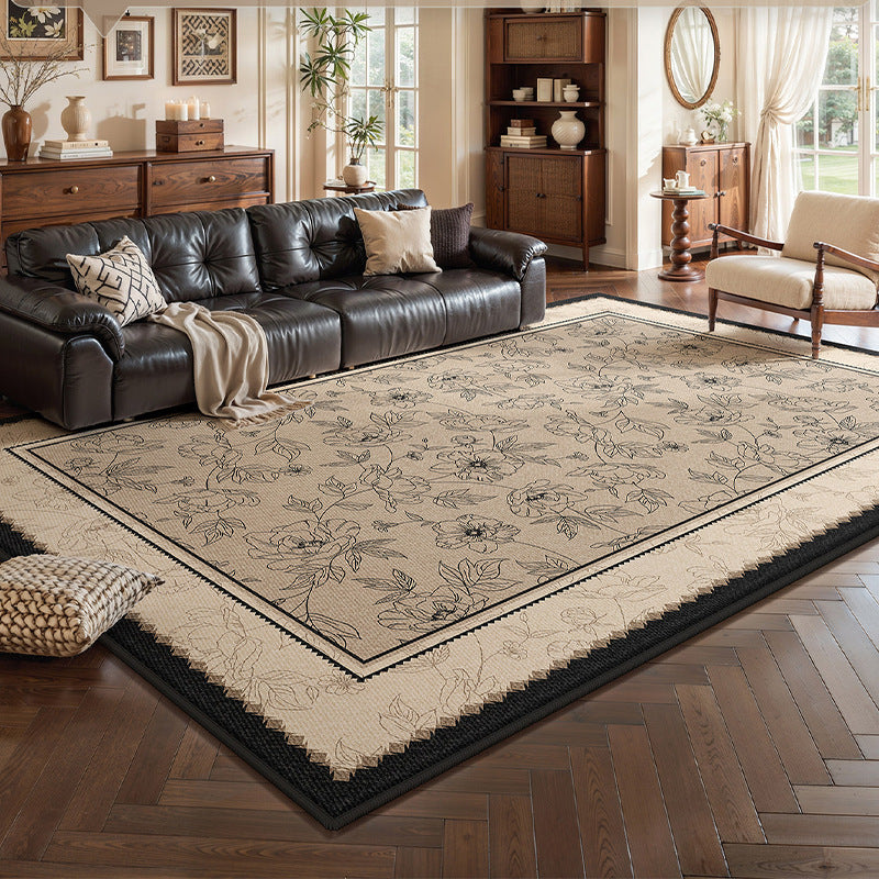 Carpet living room french retro medieval style ice silk mat carpet no-wash and wipeable sofa coffee table floor mat