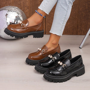 plus sizeflats women's  new 5cm thick sole patent leather mary jane shoes slip-on small fragrant style loafers