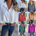 new autumn/winter versatile long-sleeve women's turn-down collar button-down shirt top