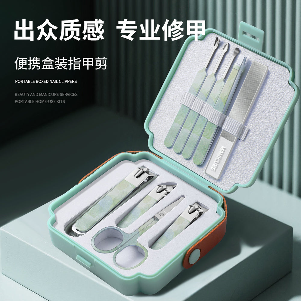 New arrival cross-border nail clipper suitgerman precision nail clipper suit manicure tool 9-piece set with tweezers and ear spoons