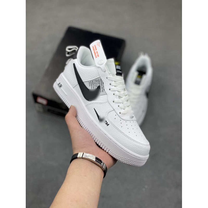 Putian high version air force one af1 white shoes wheat color pure original version black warrior men's shoes black sneakers