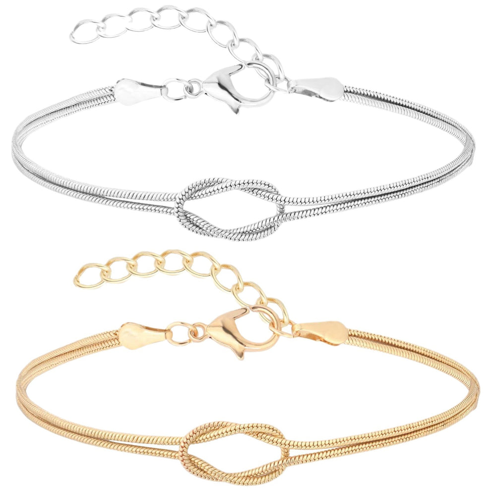 European and american new knotted snake bone bracelet, gold love knot infinity love couple bracelet, romantic chain