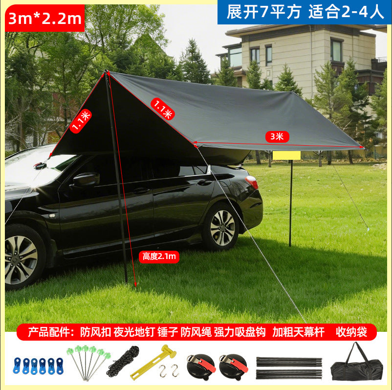 Outdoor vinyl car side tent canopy tent side tent off-road awning camping style room car rainproof and sunproof hard shell
