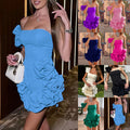 26summernew arrival cross-border european and american women's clothing dress ruffles bud waist dress one shoulder tube top hip skirt