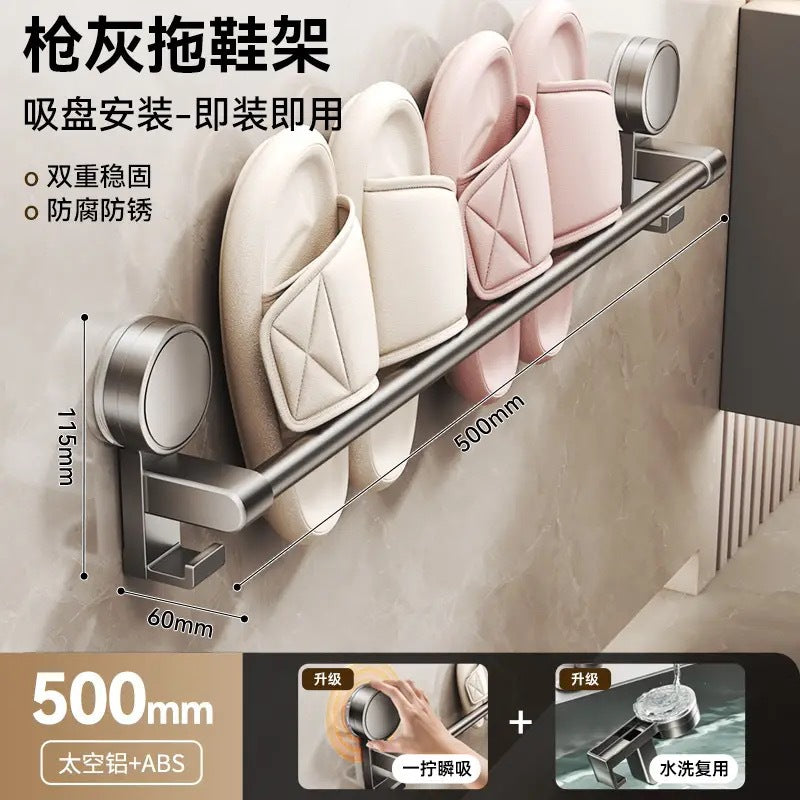 Bathroom suction cup slipper rack - no drilling required, toilet wall-mounted organizer, slipper storage solution
