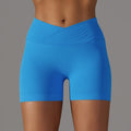 European and american high-waisted stretch running & fitness shorts - criss-cross waist, peach lift, tight-fit yoga pants, seamless athletic shorts