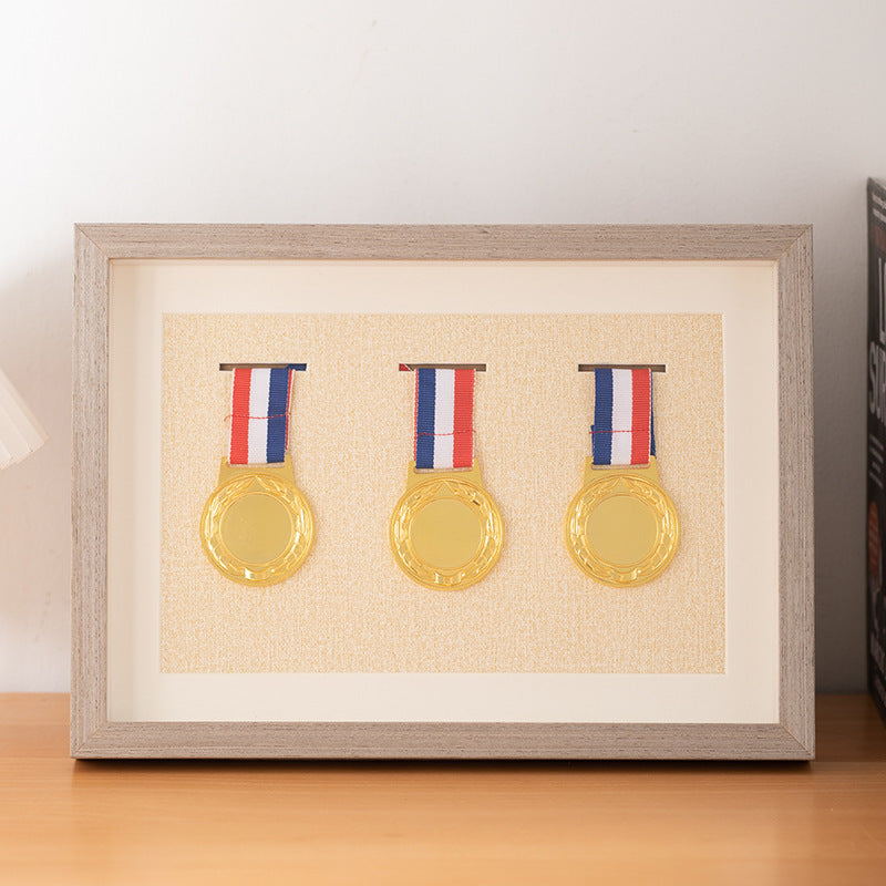 Wooden photo frame table medal storage display photo frame marathon gold medal hollow picture frame 10 inch keep medal