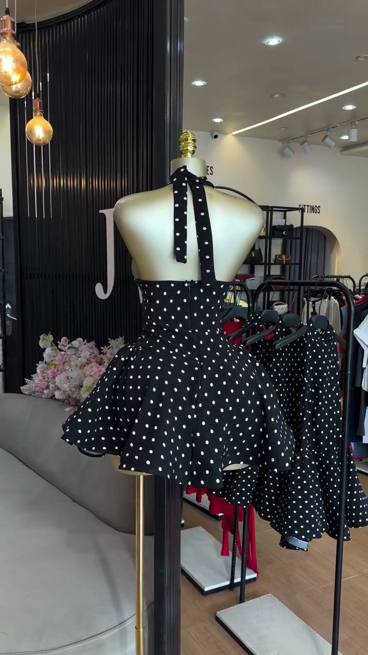 European and american cross-border women's fashion:  summer new arrival - elegant halter neck tie-back high-waisted a-line dress