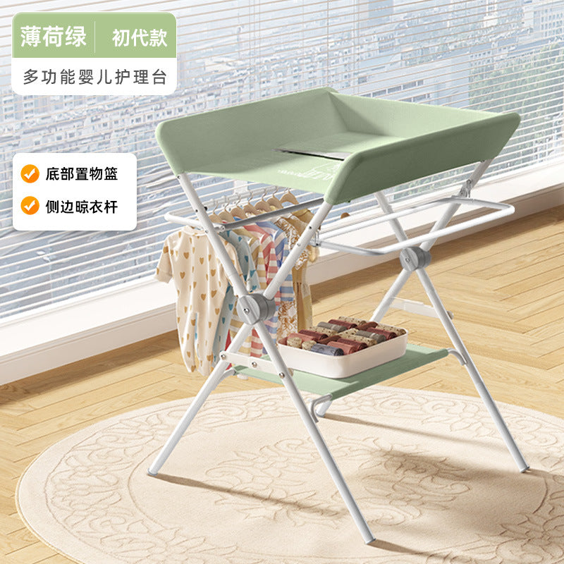 Changing table, baby care station, massage & bathing combo - foldable, portable, multifunctional newborn baby bed with changing and touching surface