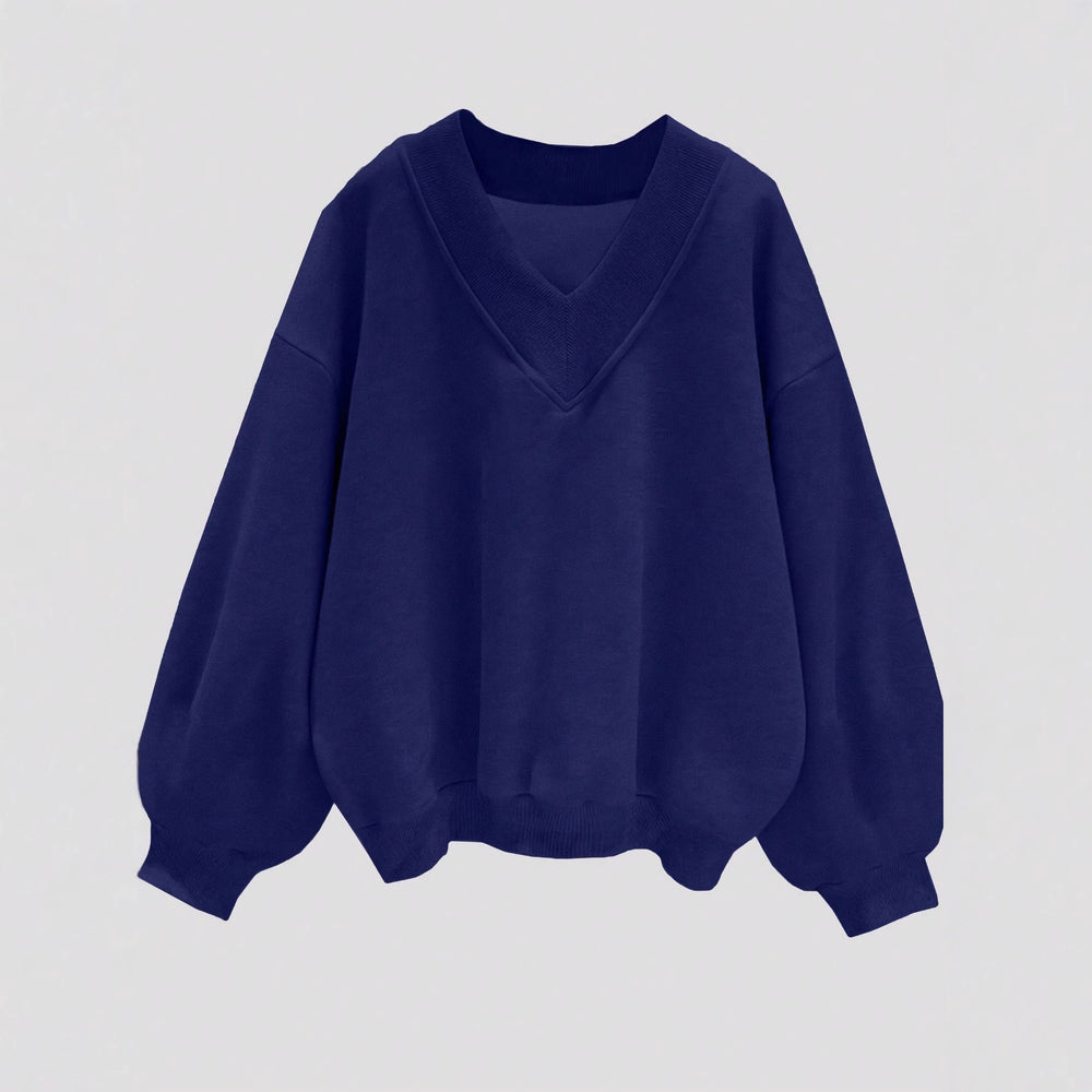 Amazon cross-border foreign trade autum gray sweatshirt short-sleeved k-stylecasualloosev necktopsplaidlong sleeves