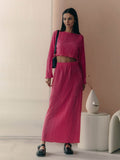 cross-border  fashion: european & american casual short flared sleeve top & exquisite pleated maxi skirt set