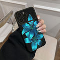 Midnight blue lily phone case for apple 17 pro, soft case for 16/15, niche high-end style, trending online, also fits 13