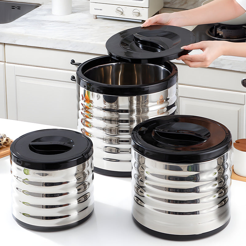 Export stainless steel gift box thermal rice bucket large, medium and small three-piece set winter double-layer long thermal insulation satchel pot
