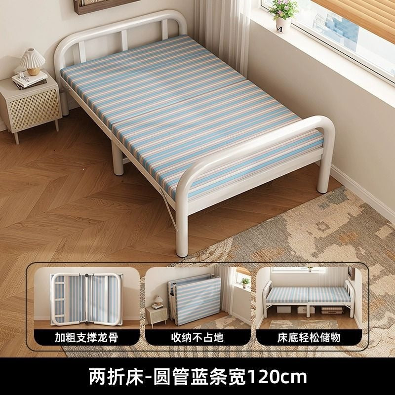 Single foldable lunch bed for sale foldable bed for street stalls simple foldable bed with round legs and thickened nap foldable bed