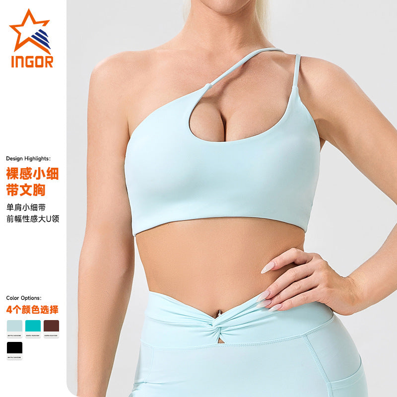 Summernew arrival with chest pad thin shoulder strap sexybackless yoga vest running sports easiest for match sling fitness bra