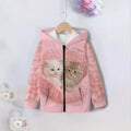 Kids' hoodie jacket, cross-border hot seller: cute cartoon print fashion zip-up hoodie for girls, dropshipping available