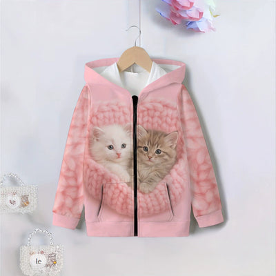 Kids' hoodie jacket, cross-border hot seller: cute cartoon print fashion zip-up hoodie for girls, dropshipping available