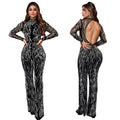 C7067 cross-border   independent station fashion fashion women's backless hot diamond jumpsuit pants new
