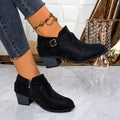 Wholesale women's plus size crossover buckle square heel chelsea boots - new autumn/winter  collection with side zipper