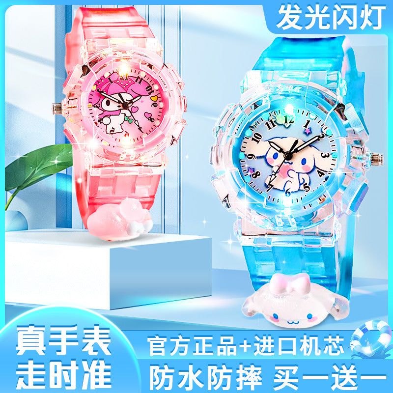 Kids' cartoon sanrio kuromi luminous electronic watch - girls' digital & analog quartz watch for elementary and middle school students