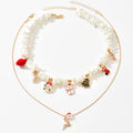 European and american cross-border christmas necklace - unique, niche design with crushed stone beads, santa claus, reindeer, and snowflake charms