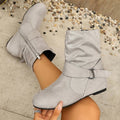 retroboots women's large size suede flats belt buckle women's export short boots zipper round toe women's boots wholesale