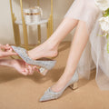 Pointed-toe wedding shoes for women, new 2023 collection: bridal shoes, suitable for everyday wear, bridesmaid shoes, french crystal shoes