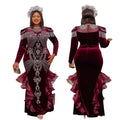 new arrivals: african cross-border sourcing - luxury rhinestone & beaded crew neck long sleeve korean velvet dress - special offer!