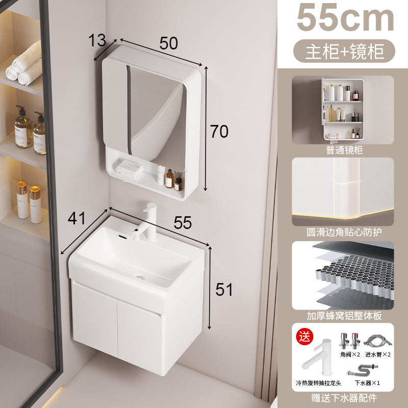 Small apartment circular arc bathroom cabinet deepened wash basin space honeycomb aluminum washbasin cabinet combined toilet washbasin