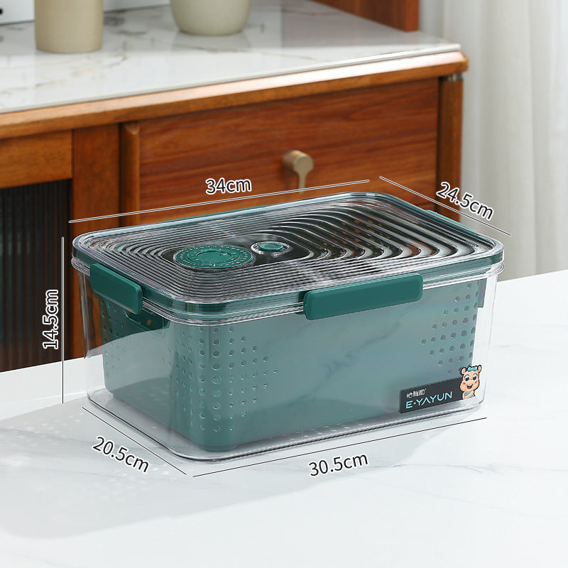 Refrigerator storage box double layer drain basket crisper pet plastic transparent thickened fruit vegetable freezer storage box