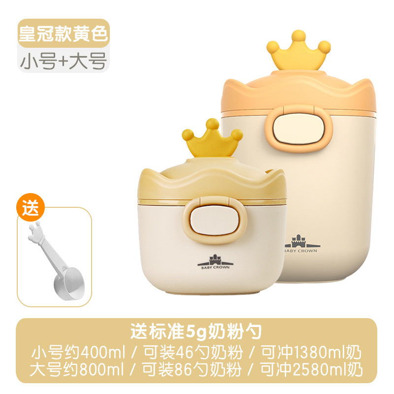 Baby crown milk powder box portable outing food rice noodles box sealed moisture-proof repackaged milk powder grid storage tank