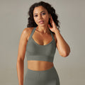 fashion seamless knitting cross back solid color sports intimates yoga tops running fitness bra women