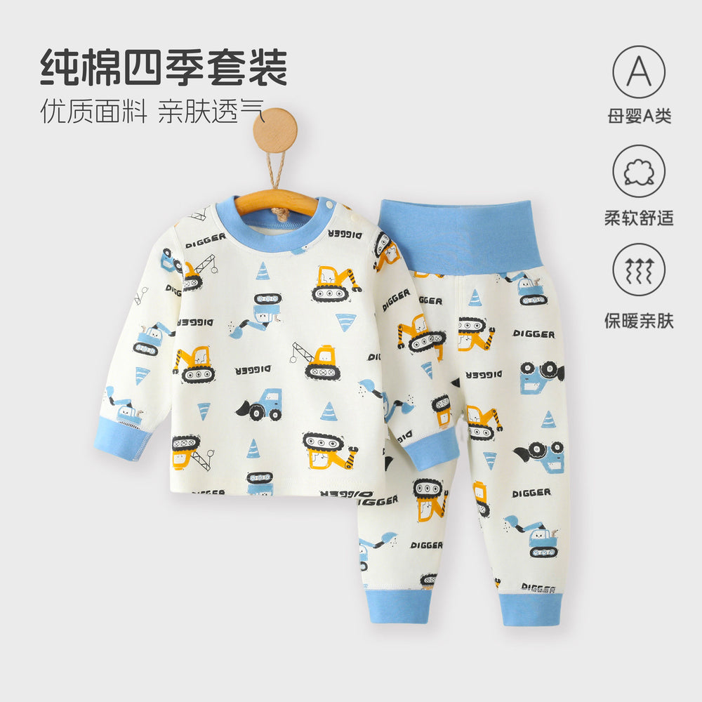 Baby pajamasintimates cotton spring & fallhigh waist belly protection newborn separatessuit baby autumn clothes and long trousers bottom clothes