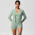 Cloud-feel outdoor leisure sports three-piece set: high-waisted, tight-fitting, pocketed, quick-dry yoga, pilates, running, and fitness apparel